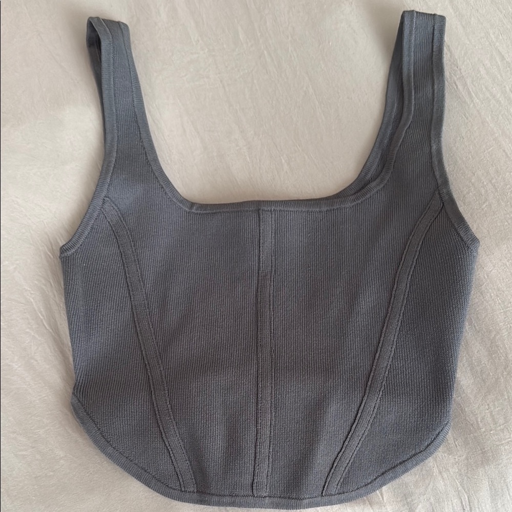 Aritzia Charcoal Knit Crop Top